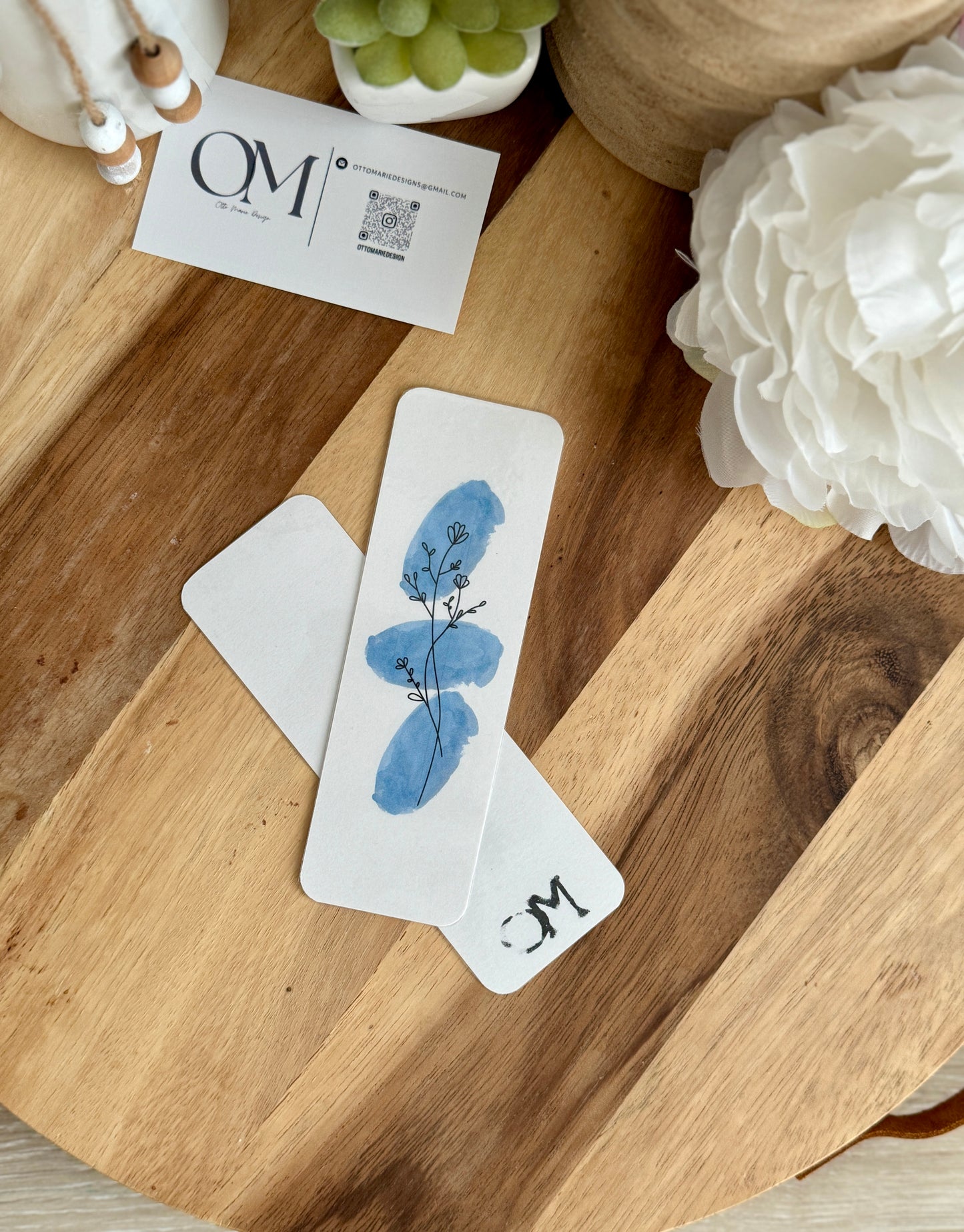Blue Watercolor Bookmark