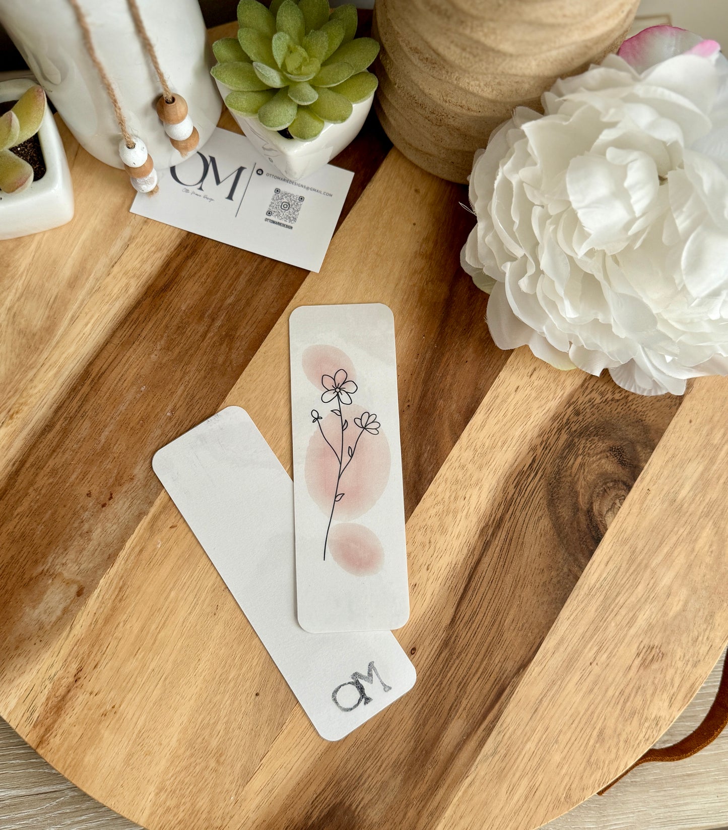 Pink Watercolor Bookmark