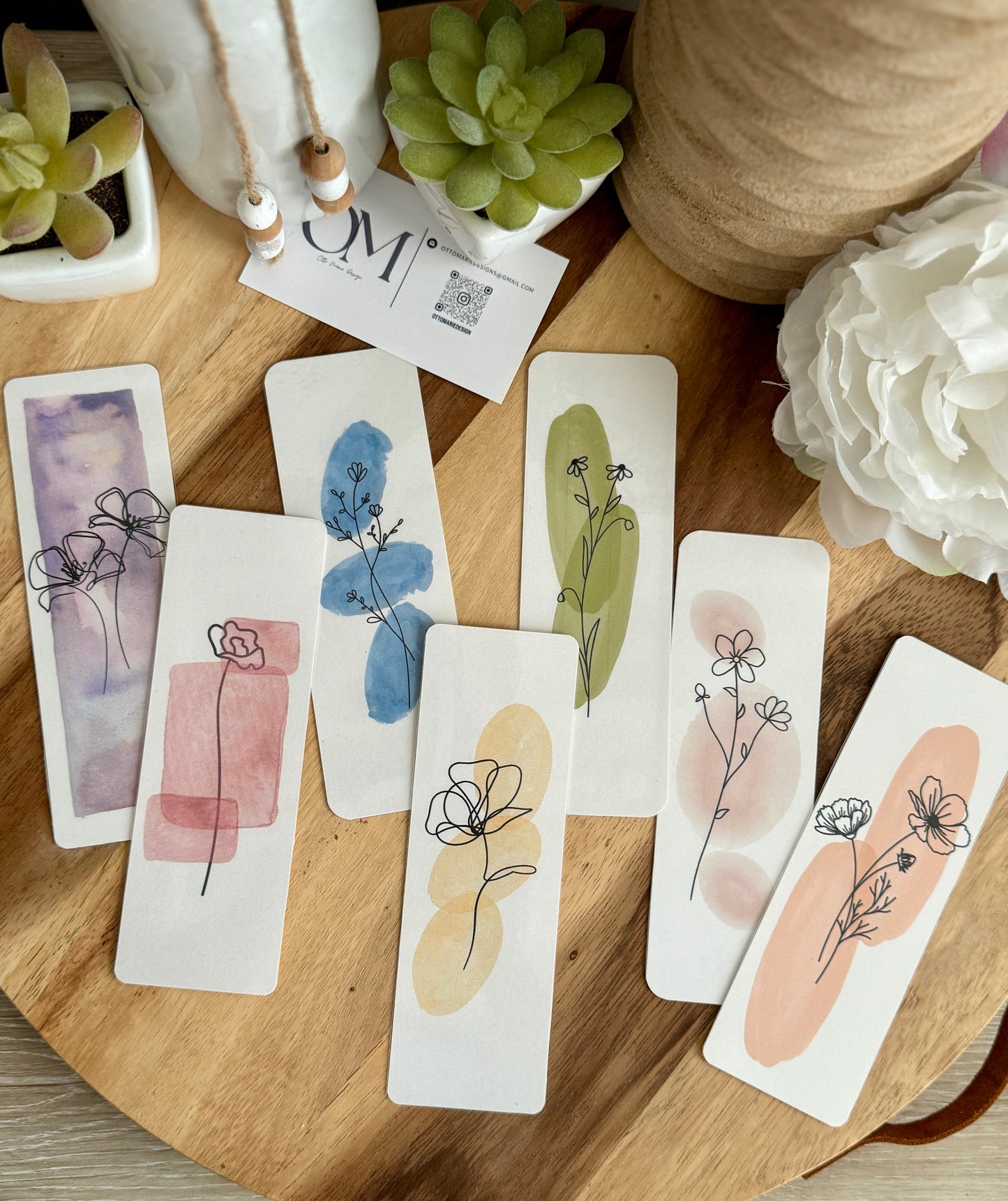 Green Watercolor Bookmark